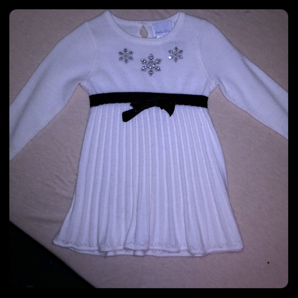 18M GIRLS WHITE WINTER DRESS - Picture 1 of 4